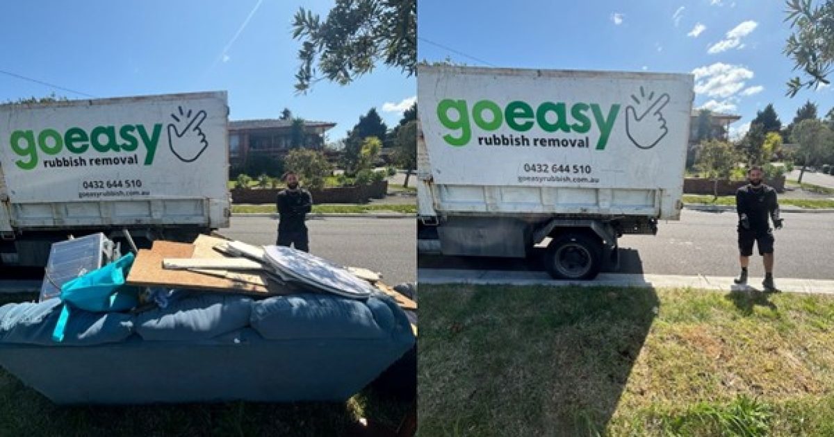 Before and after household rubbish removal in Frankston with mattress and furniture cleared by Go Easy Rubbish Removal